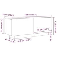 TV-kast Zwart Eiken 100 x 35 x 40 cm Bewerkt hout - thumbnail