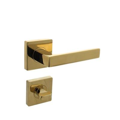 Deurkruk Hera op vierkante rozet met nokken 55x55x10mm en WC8mm PVD messingkleur