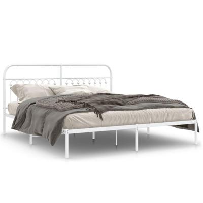 Bedframe met hoofdbord metaal wit 183x213 cm Bedframe met hoofdbord metaal wit 183x213 cm
