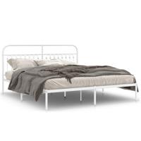 Bedframe met hoofdbord metaal wit 183x213 cm - thumbnail
