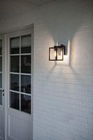 Buitenlamp zwart glas &apos;Shiva&apos; voordeur verlichting vierkant 12 cm - thumbnail