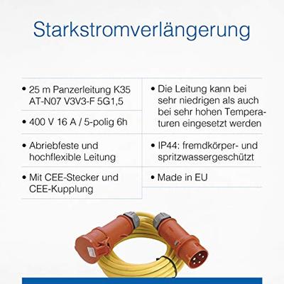 AS Schwabe 60715 Stroom Verlengkabel 16 A Geel 25.00 m N07V3V3-F 5G 1,5 mm² - thumbnail