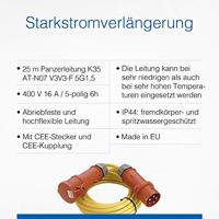 AS Schwabe 60715 Stroom Verlengkabel 16 A Geel 25.00 m N07V3V3-F 5G 1,5 mm² - thumbnail