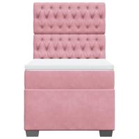 Boxspring met matras fluweel roze 90x200 cm - thumbnail