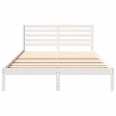 Bedframe met hoofdeinde Wit 140 x 220 cm Massief grenenhout Bedframe met hoofdeinde Wit 140 x 220 cm Massief grenenhout
