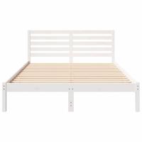 Bedframe met hoofdeinde Wit 140 x 210 cm Massief grenenhout - thumbnail
