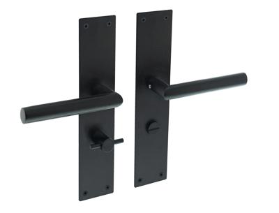 Intersteel Deurkruk Jura Hoek 90° op schild met toilet-/badkamersluiting 63/8 mm - mat zwart Intersteel Deurkruk Jura Hoek 90° op schild met toilet-/badkamersluiting 63/8 mm - mat zwart