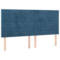 Hoofdborden 4 st 80x5x78/88 cm fluweel donkerblauw - thumbnail