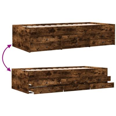 Slaapbank met lades zonder matras 100x200 cm gerookt eikenkleur