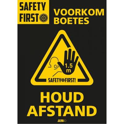Deursticker A4 Djois "Houd afstand" 200 x 300 mm geel 2 stuks
