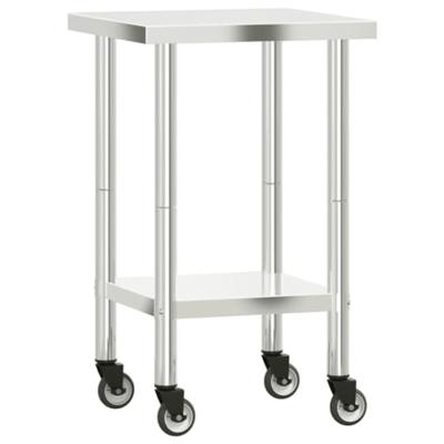 VidaXL Keukenwerktafel met wielen 55x55x85 cm roestvrij staal