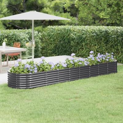 VidaXL Plantenbak 368x80x36 cm gegalvaniseerd staal antracietkleurig