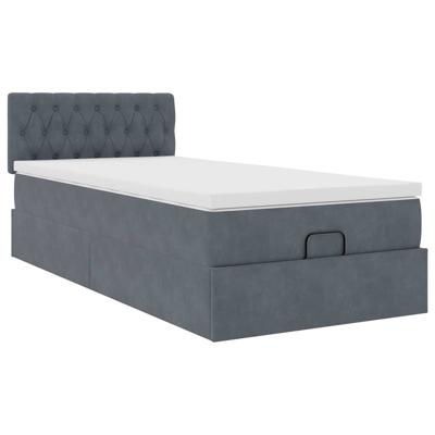 Ottoman bed met matras en LED's 90x200cm fluweel donkergrijs