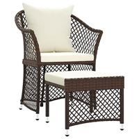 2-delige Loungeset met kussens poly rattan bruin - thumbnail