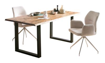 Artistiq Eettafel 'Radhika' Acaciahout en metaal, 200 x 100cm, kleur Zwart