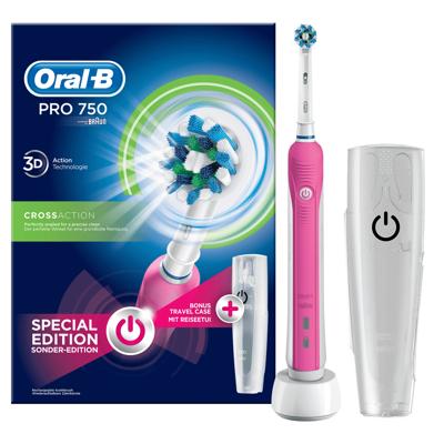 Oral-B PRO 750 CrossAction Oplaadbare Elektrische Tandenborstel Bonusverpakking Oral-B PRO 750 CrossAction Oplaadbare Elektrische Tandenborstel Bonusverpakking