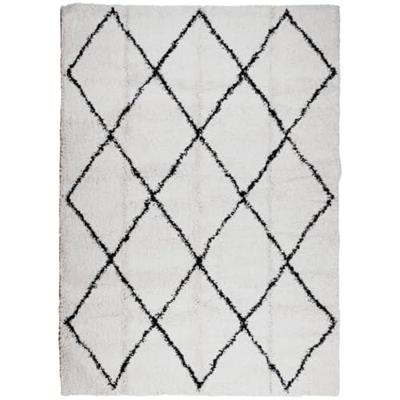 VidaXL Vloerkleed pamplona shaggy hoogpolig 200x280 cm crème en zwart