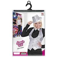 Glittervest zilver vrouw - thumbnail