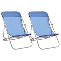 Strandstoelen 2 st textileen en gepoedercoat staal blauw - thumbnail