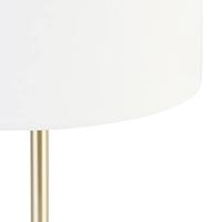 QAZQA Klassieke tafellamp messing met kap wit 35 cm - Simplo - thumbnail