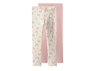 lupilu Set van 2 kinder leggings (Roze/wit, 122/128) lupilu Set van 2 kinder leggings (Roze/wit, 122/128)