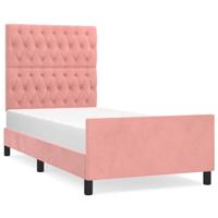 Bedframe met hoofdeinde fluweel roze 90x200 cm - thumbnail