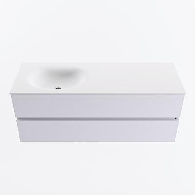 MONDIAZ VICA 130cm badmeubel onderkast Cale 2 lades. Wastafel MOON links zonder kraangat, kleur Talc.