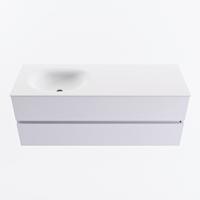 MONDIAZ VICA 130cm badmeubel onderkast Cale 2 lades. Wastafel MOON links zonder kraangat, kleur Talc. - thumbnail