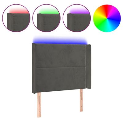 Hoofdbord LED 83x16x118/128 cm fluweel donkergrijs - thumbnail