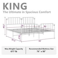 Bedframe met hoofd- en voeteneindemetaal zwart 193x203 cm - thumbnail