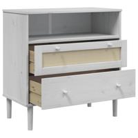 Dressoir SENJA rattan-look 80x40x80 cm massief grenenhout wit - thumbnail