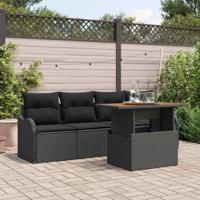 Tuinbankenset met opslag 5 pcs Zwart poly rattan - thumbnail