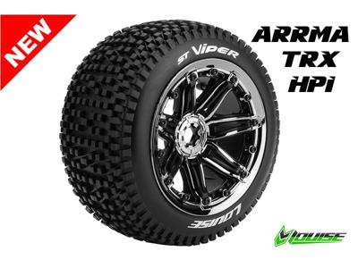 Louise ST-VIPER Soft banden op black chrome velgen voor 1/8 Stadium Truck - 0 offset