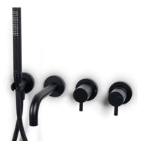 Badmengkraan Inbouw Bongio Squadra 16 cm Uitloop met Handdoucheset en 2-Weg Omstel Mat Zwart Bongio - thumbnail