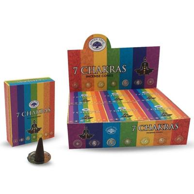 Green Tree Kegelwierook 7 chakra 10 Stuks