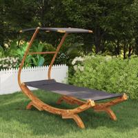 Loungebed met luifel 100x190x134 cm gebogen hout antracietkleur - thumbnail