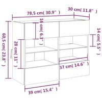 Tv-wandmeubel met LED-verlichting 78,5x30x60,5 cm betongrijs - thumbnail