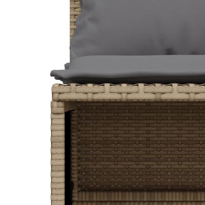 5-delige Loungeset met kussens poly rattan beige - thumbnail