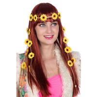 Haarband gevlochten met bloemen geel - thumbnail