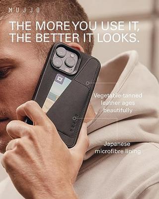 Mujjo Leather Wallet Case iPhone 15 Pro Max zwart