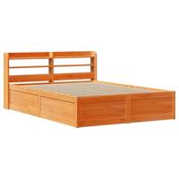 Bedframe met hoofdbord massief grenenhout wasbruin 140x190 cm - thumbnail