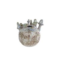 Vaas paddestoel creme/paars 12x12x14cm - thumbnail