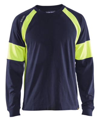 Blåkläder T-Shirt lange mouw 35201030 | Marine/High-Vis Geel | Maat XS - 7330509697504