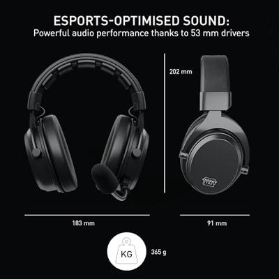 CHERRY XTRFY H3 Wireless, Draadloze Gamingheadset, Esports-Geoptimaliseerd Geluid, Voor Gamen, Streamen En Muziek, Afneembare Microfoon, Comfortabel, Zwart