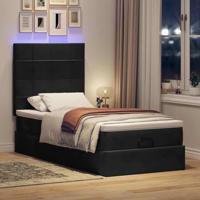 Ottoman bed met matrassen en LED's 90x200cm fluweel zwart - thumbnail