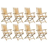 Tuinstoelen 8 st inklapbaar 53x66x99 bamboe - thumbnail
