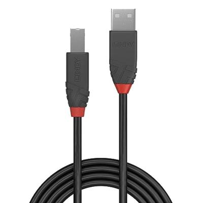 LINDY 36671 USB-kabel USB 2.0 USB-A stekker, USB-B stekker 0.50 m Zwart, Grijs