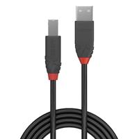 LINDY 36671 USB-kabel USB 2.0 USB-A stekker, USB-B stekker 0.50 m Zwart, Grijs - thumbnail