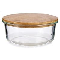 Ronde Lunchtrommel met Deksel Vivalto Transparant Bamboe Borosilicaatglas (12 Stuks) - thumbnail