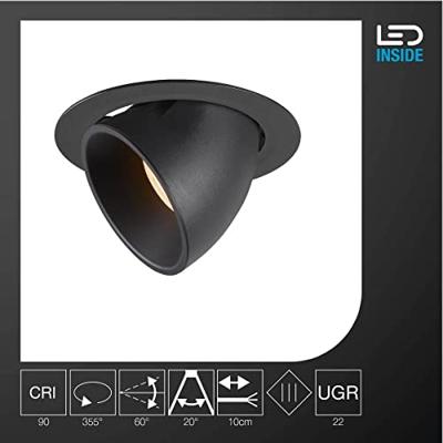 SLV 1006029 NUMINOS GIMBLE XL LED-inbouwlamp LED vast ingebouwd Zwart SLV 1006029 NUMINOS GIMBLE XL LED-inbouwlamp LED vast ingebouwd Zwart